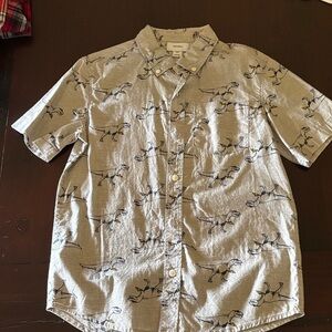 Old Navy Gray Dinosaur Print Casual Shirt
